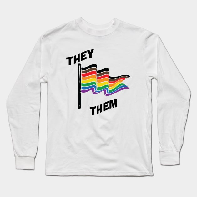 They/Them Pronouns Retro Banner Long Sleeve T-Shirt by lavenderhearts